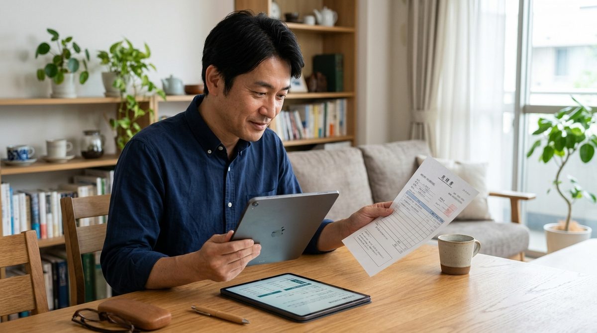 見積書やカタログをチェックする様子を見せ、費用面での注意点や判断を促す